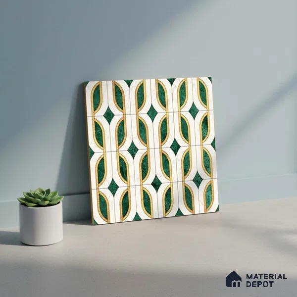 Moroccan Wall & Floor Tile TL 10022 | CRV-115 | 1 ft x 1 ft Matte Finish Ceramic Tile - 10 mm | Suitable for Bathroom, Kitchen, Balcony | Please Expect a Slight Variation of Pattern