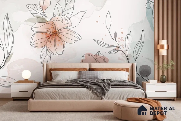 Pause Between Petals Neutral Gray Floral Look | WP 04119 B Non Woven Matte Finish Florals Style Premium Customized size Wallpaper | 150 GSM WP01MTF Paper | (MOQ = 30 Sq. Ft.)