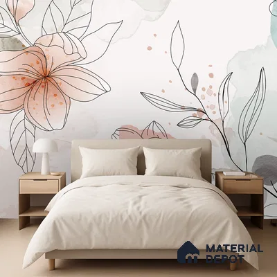 Pause Between Petals Neutral Gray Floral Look | WP 04119 B Non Woven Matte Finish Florals Style Premium Customized size Wallpaper | 150 GSM WP01MTF Paper | (MOQ = 30 Sq. Ft.)
