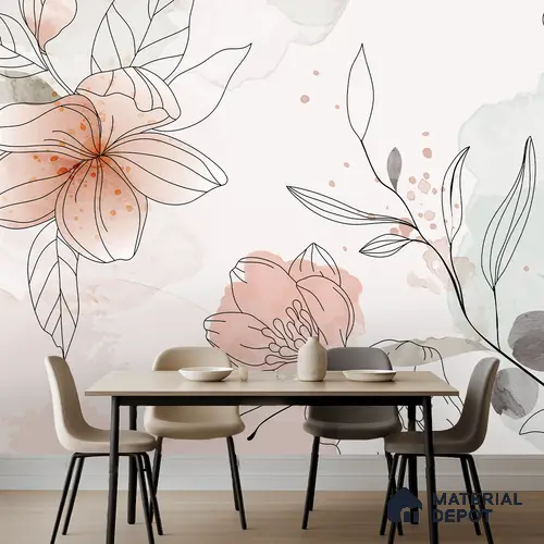 Pause Between Petals Neutral Gray Floral Look | WP 04119 B Non Woven Matte Finish Florals Style Premium Customized size Wallpaper | 150 GSM WP01MTF Paper | (MOQ = 30 Sq. Ft.)