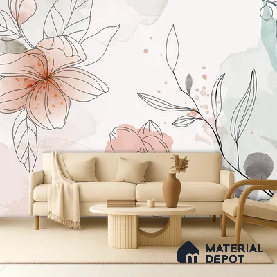 Pause Between Petals Neutral Gray Floral Look | WP 04119 B Non Woven Matte Finish Florals Style Premium Customized size Wallpaper | 150 GSM WP01MTF Paper | (MOQ = 30 Sq. Ft.)