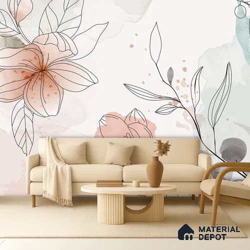 Pause Between Petals Neutral Gray Floral Look | WP 04119 Canvas Texture Finish Florals Style luxurious Customized size Wallpaper | 250 GSM WP01CNF Paper | (MOQ = 30 Sq. Ft.)