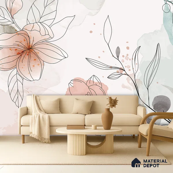Pause Between Petals Neutral Gray Floral Look | WP 04119 B Non Woven Matte Finish Florals Style Premium Customized size Wallpaper | 150 GSM WP01MTF Paper | (MOQ = 30 Sq. Ft.)