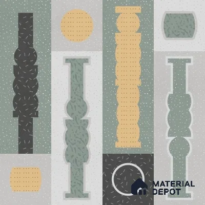 Patterned Look Wall & Floor Tile TL 06606 Atlas Gray Decor 2 ft x 2 ft Vitrified Matte Finish - 9 mm | 4 Piece Layout | Suitable for Living Room, Balcony, Courtyard | Please Expect a Slight Variation of Pattern (Sample)