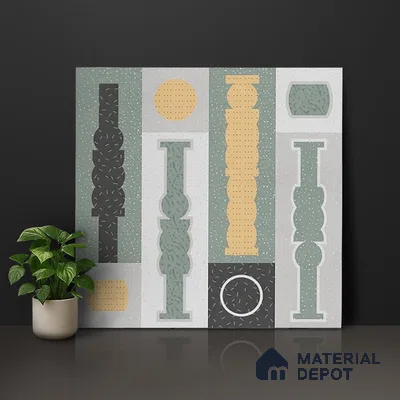 Patterned Look Wall & Floor Tile TL 06606 Atlas Gray Decor 2 ft x 2 ft Vitrified Matte Finish - 9 mm | 4 Piece Layout | Suitable for Living Room, Balcony, Courtyard | Please Expect a Slight Variation of Pattern (Sample)