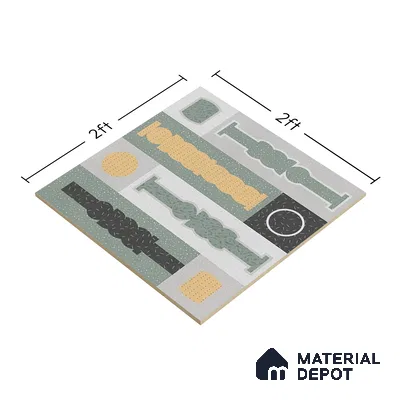 Patterned Look Wall & Floor Tile TL 06606 Atlas Gray Decor 2 ft x 2 ft Vitrified Matte Finish - 9 mm | 4 Piece Layout | Suitable for Living Room, Balcony, Courtyard | Please Expect a Slight Variation of Pattern (Sample)
