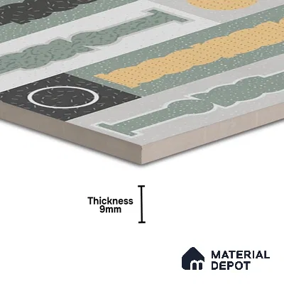 Patterned Look Wall & Floor Tile TL 06606 Atlas Gray Decor 2 ft x 2 ft Vitrified Matte Finish - 9 mm | 4 Piece Layout | Suitable for Living Room, Balcony, Courtyard | Please Expect a Slight Variation of Pattern (Sample)