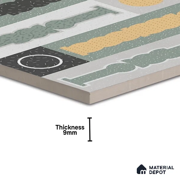 Patterned Look Wall & Floor Tile TL 06606 Atlas Gray Decor 2 ft x 2 ft Vitrified Matte Finish - 9 mm | 4 Piece Layout | Suitable for Living Room, Balcony, Courtyard | Please Expect a Slight Variation of Pattern (Sample)