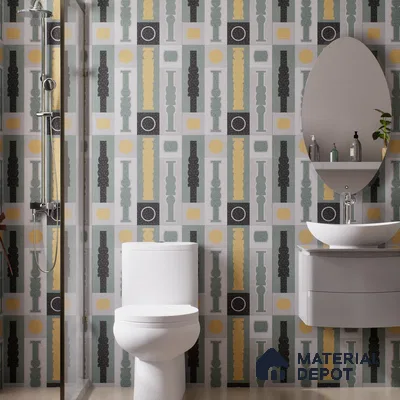 Patterned Look Wall & Floor Tile TL 06606 Atlas Gray Decor 2 ft x 2 ft Vitrified Matte Finish - 9 mm | 4 Piece Layout | Suitable for Living Room, Balcony, Courtyard | Please Expect a Slight Variation of Pattern (Sample)
