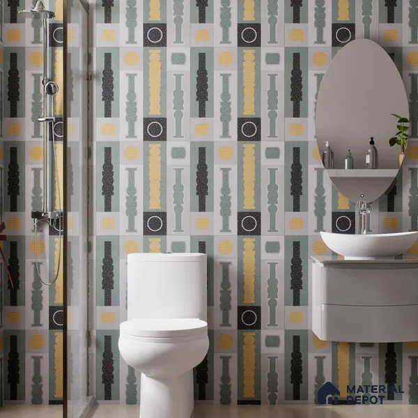 Patterned Look Wall & Floor Tile TL 06606 Atlas Gray Decor 2 ft x 2 ft Vitrified Matte Finish - 9 mm | 4 Piece Layout | Suitable for Living Room, Balcony, Courtyard | Please Expect a Slight Variation of Pattern (Sample)