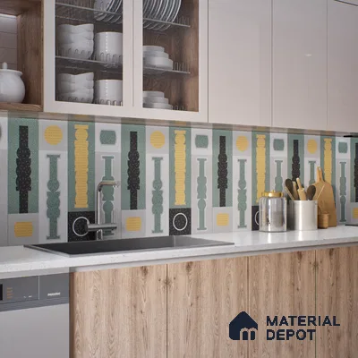 Patterned Look Wall & Floor Tile TL 06606 Atlas Gray Decor 2 ft x 2 ft Vitrified Matte Finish - 9 mm | 4 Piece Layout | Suitable for Living Room, Balcony, Courtyard | Please Expect a Slight Variation of Pattern (Sample)