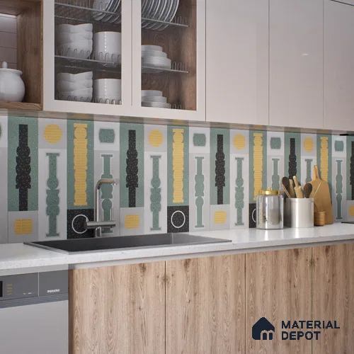 Moroccan Look Wall & Floor Tile TL 06606 Atlas Gray Decor 2 ft x 2 ft Vitrified Matte Finish - 9 mm | 4 Piece Layout | Suitable For Balcony, Bathroom, Balcony | Please Expect a Slight Variation of Pattern