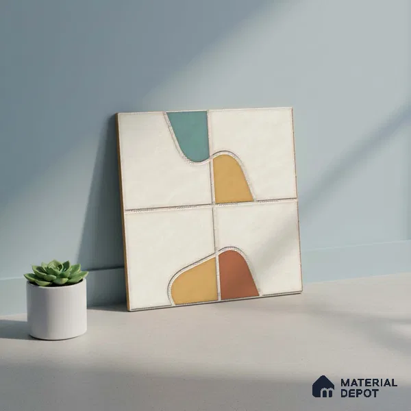 Patterned Wall & Floor Tile TL 10045 | GR 6061 | 1 ft x 1 ft Matte Finish Ceramic Tile - 10 mm | Suitable for Living Room, Bedroom, Bathroom & Kitchen | Please Expect a Slight Variation of Pattern