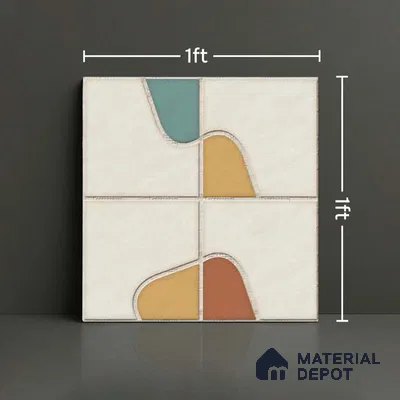 Patterned Wall & Floor Tile TL 10045 | GR 6061 | 1 ft x 1 ft  Matte Finish Ceramic Tile - 10 mm | Suitable for Living Room, Bedroom, Bathroom & Kitchen | Please Expect a Slight Variation of Pattern