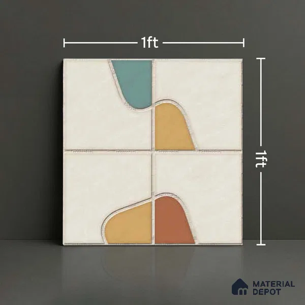 Patterned Wall & Floor Tile TL 10045 | GR 6061 | 1 ft x 1 ft Matte Finish Ceramic Tile - 10 mm | Suitable for Living Room, Bedroom, Bathroom & Kitchen | Please Expect a Slight Variation of Pattern