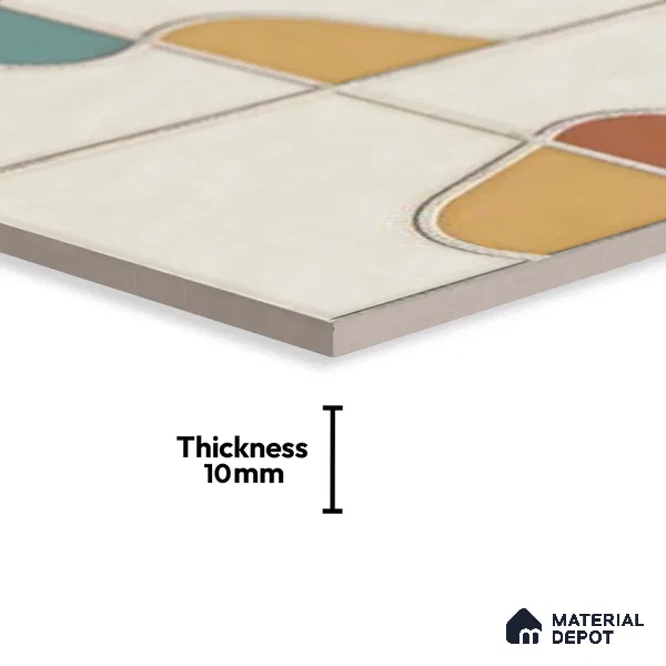 Patterned Wall & Floor Tile TL 10045 | GR 6061 | 1 ft x 1 ft Matte Finish Ceramic Tile - 10 mm | Suitable for Living Room, Bedroom, Bathroom & Kitchen | Please Expect a Slight Variation of Pattern