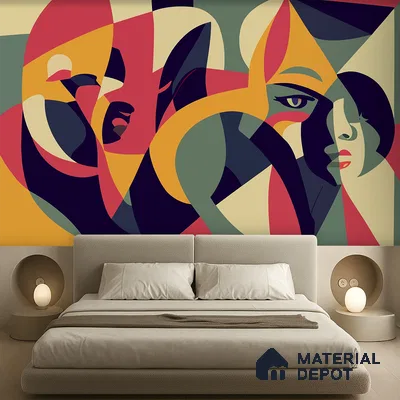 Echoes of Faces Playful Rainbow Splash | WP 04151 B Non Woven Matte Finish Abstract Style Premium Customized size Wallpaper | 150 GSM WP01MTF Paper | (MOQ = 30 Sq. Ft.)