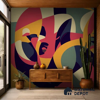 Echoes of Faces Playful Rainbow Splash | WP 04151 B Non Woven Matte Finish Abstract Style Premium Customized size Wallpaper | 150 GSM WP01MTF Paper | (MOQ = 30 Sq. Ft.)