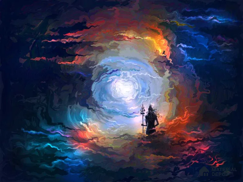 Stillness Before the Storm Shiva | WP 04105 Non Woven Matte Finish Indian Style Premium Customized size Wallpaper | 150 GSM WP01MTF Paper | (MOQ = 30 Sq. Ft.)