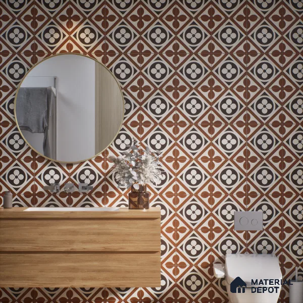 Moroccan Wall & Floor Tile TL 06444 B Vintagia Doric 8 x 8 inch Ceramic Matte Finish - 10 mm  | Suitable for Accent / Feature Walls, Bathroom, Kitchen Wall & Backsplashes (Sample)
