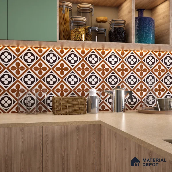 Moroccan Wall & Floor Tile TL 06444 B Vintagia Doric 8 x 8 inch Ceramic Matte Finish - 10 mm  | Suitable for Accent / Feature Walls, Bathroom, Kitchen Wall & Backsplashes (Sample)