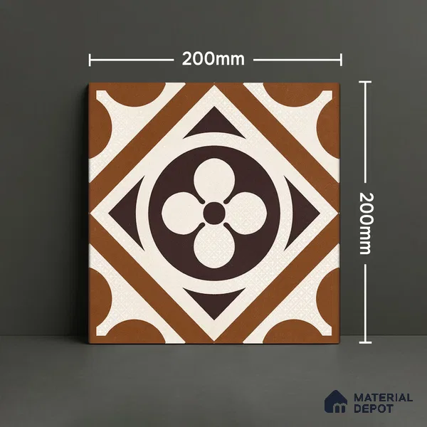 Moroccan Wall & Floor Tile TL 06444 B Vintagia Doric 8 x 8 inch Ceramic Matte Finish - 10 mm  | Suitable for Accent / Feature Walls, Bathroom, Kitchen Wall & Backsplashes (Sample)