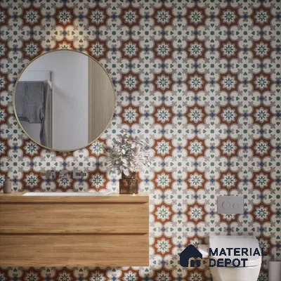 Moroccan Wall & Floor Tile TL 06444 C Vintagia Lomba 8 x 8 inch Ceramic Matte Finish - 10 mm  | Suitable for Accent / Feature Walls, Bathroom, Kitchen Wall & Backsplashes (Sample)