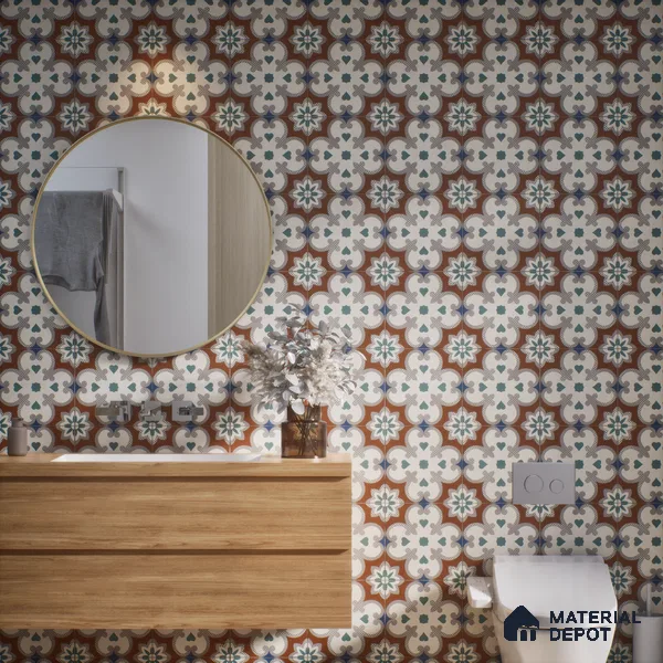 Moroccan Wall & Floor Tile TL 06444 C Vintagia Lomba 8 x 8 inch Ceramic Matte Finish - 10 mm  | Suitable for Accent / Feature Walls, Bathroom, Kitchen Wall & Backsplashes (Sample)