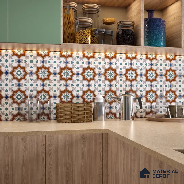 Moroccan Wall & Floor Tile TL 06444 C Vintagia Lomba 8 x 8 inch Ceramic Matte Finish - 10 mm  | Suitable for Accent / Feature Walls, Bathroom, Kitchen Wall & Backsplashes (Sample)