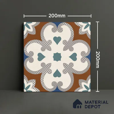 Moroccan Wall & Floor Tile TL 06444 C Vintagia Lomba 8 x 8 inch Ceramic Matte Finish - 10 mm  | Suitable for Accent / Feature Walls, Bathroom, Kitchen Wall & Backsplashes (Sample)