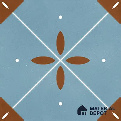 Moroccan Wall & Floor Tile TL 06444 G Vintagia Retro Rubik Ocean 8 x 8 inch Ceramic Matte Finish - 10 mm  | Suitable for Accent / Feature Walls, Bathroom, Kitchen Wall & Backsplashes (Sample)