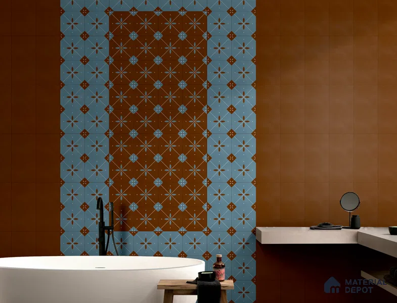 Moroccan Wall & Floor Tile TL 06444 H Vintagia Retro Rubik Orange 8 x 8 inch Ceramic Matte Finish - 10 mm  | Suitable for Accent / Feature Walls, Bathroom, Kitchen Wall & Backsplashes (Sample)