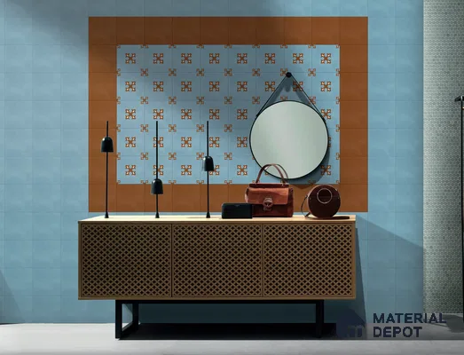 Moroccan Wall & Floor Tile TL 06444 I Vintagia Retro Luxor Orange 8 x 8 inch Ceramic Matte Finish - 10 mm  | Suitable for Accent / Feature Walls, Bathroom, Kitchen Wall & Backsplashes (Sample)
