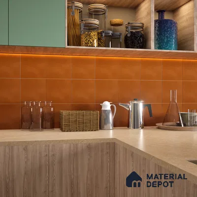 Plain Wall & Floor Tile TL 06444 J Vintagia Retro Orange 8 x 8 inch Ceramic Matte Finish - 10 mm  | Suitable for Accent / Feature Walls, Bathroom, Kitchen Wall & Backsplashes (Sample)