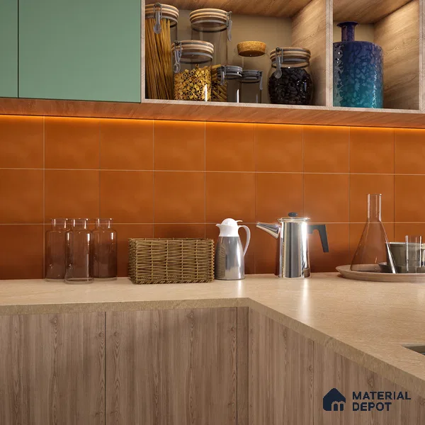 Plain Wall & Floor Tile TL 06444 J Vintagia Retro Orange 8 x 8 inch Ceramic Matte Finish - 10 mm  | Suitable for Accent / Feature Walls, Bathroom, Kitchen Wall & Backsplashes (Sample)