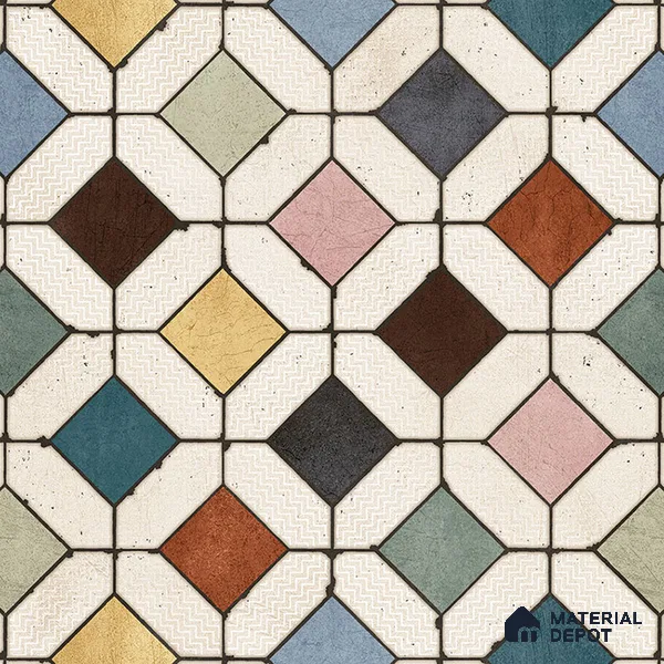 Moroccan Wall Tile TL 06445 D Vintagia Petal 8 x 8 inch Ceramic Matte Finish - 10 mm  | Suitable for Accent / Feature Walls, Bathroom, Kitchen Wall & Backsplashes (Sample)