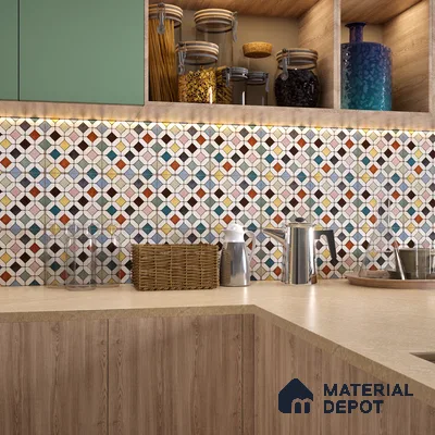 Moroccan Wall Tile TL 06445 D Vintagia Petal 8 x 8 inch Ceramic Matte Finish - 10 mm  | Suitable for Accent / Feature Walls, Bathroom, Kitchen Wall & Backsplashes (Sample)
