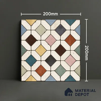 Moroccan Wall Tile TL 06445 D Vintagia Petal 8 x 8 inch Ceramic Matte Finish - 10 mm  | Suitable for Accent / Feature Walls, Bathroom, Kitchen Wall & Backsplashes (Sample)