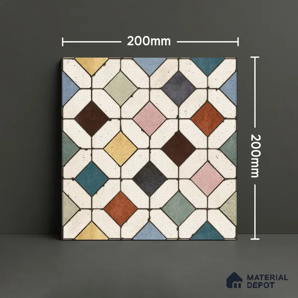 Moroccan Wall Tile TL 06445 D Vintagia Petal 8 x 8 inch Ceramic Matte Finish - 10 mm  | Suitable for Accent / Feature Walls, Bathroom, Kitchen Wall & Backsplashes (Sample)