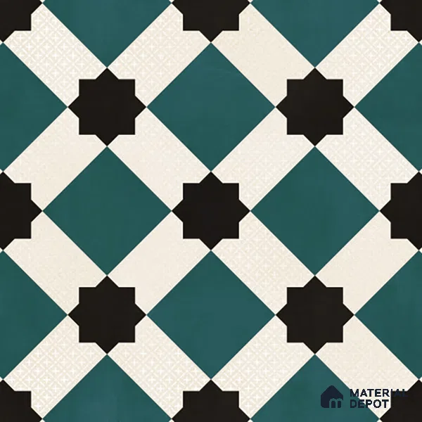 Moroccan Wall Tile TL 06445 E Vintagia Tin Aqua 8 x 8 inch Ceramic Matte Finish - 10 mm  | Suitable for Accent / Feature Walls, Bathroom, Kitchen Wall & Backsplashes (Sample)