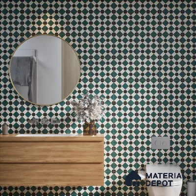 Moroccan Wall Tile TL 06445 E Vintagia Tin Aqua 8 x 8 inch Ceramic Matte Finish - 10 mm  | Suitable for Accent / Feature Walls, Bathroom, Kitchen Wall & Backsplashes (Sample)