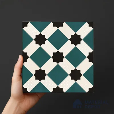 Moroccan Wall Tile TL 06445 E Vintagia Tin Aqua 8 x 8 inch Ceramic Matte Finish - 10 mm  | Suitable for Accent / Feature Walls, Bathroom, Kitchen Wall & Backsplashes (Sample)