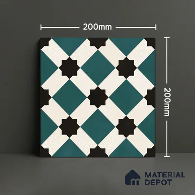 Moroccan Wall Tile TL 06445 E Vintagia Tin Aqua 8 x 8 inch Ceramic Matte Finish - 10 mm  | Suitable for Accent / Feature Walls, Bathroom, Kitchen Wall & Backsplashes (Sample)