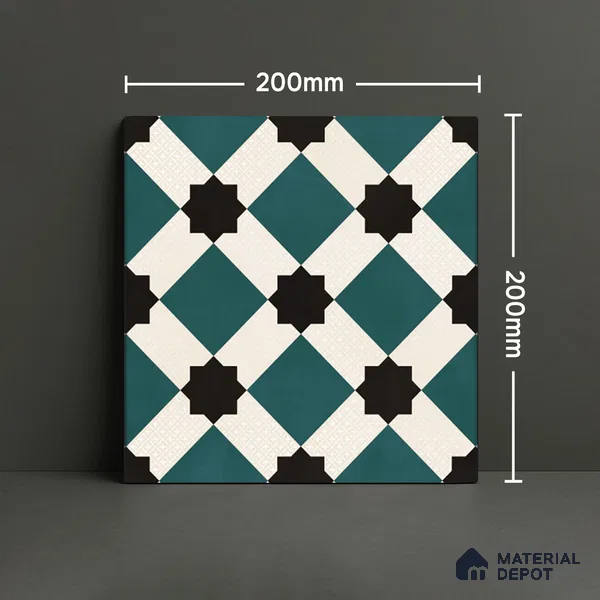 Moroccan Wall Tile TL 06445 E Vintagia Tin Aqua 8 x 8 inch Ceramic Matte Finish - 10 mm  | Suitable for Accent / Feature Walls, Bathroom, Kitchen Wall & Backsplashes (Sample)