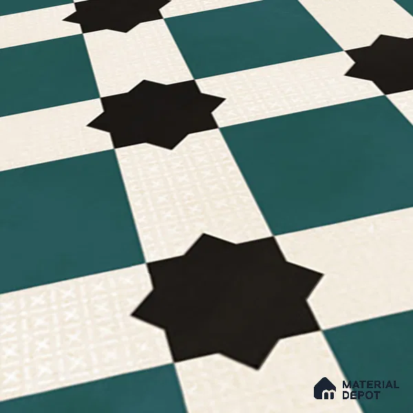 Moroccan Wall Tile TL 06445 E Vintagia Tin Aqua 8 x 8 inch Ceramic Matte Finish - 10 mm  | Suitable for Accent / Feature Walls, Bathroom, Kitchen Wall & Backsplashes (Sample)