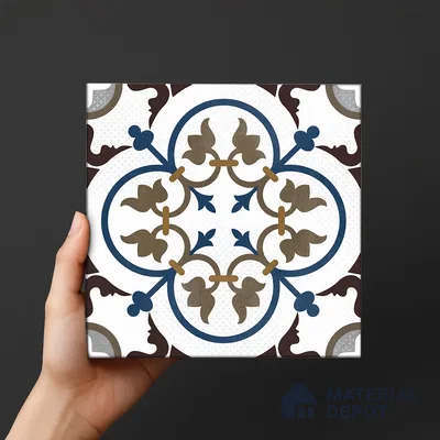 Moroccan Wall & Floor Tile TL 06443 Vintagia Bissel 8 x 8 inch Ceramic Matte Finish - 10 mm  | Suitable for Accent / Feature Walls, Bathroom, Kitchen Wall & Backsplashes (Sample)