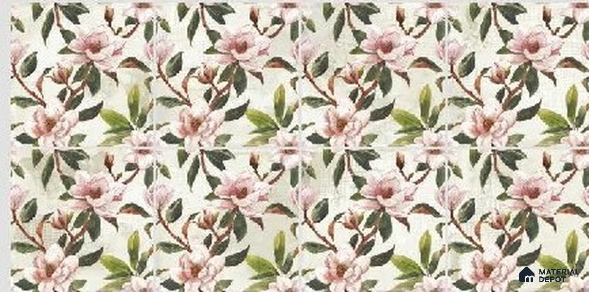 Subway Floral Wall Tile TL 06432 B Coastal Lilac Fiore 8 x 8 inch Ceramic Matte Finish - 10 mm | 8 Random Design | Suitable for Accent / Feature Walls, Bathroom, Kitchen Wall & Backsplashes (Sample)
