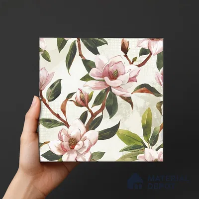 Subway Floral Wall Tile TL 06432 B Coastal Lilac Fiore 8 x 8 inch Ceramic Matte Finish - 10 mm | 8 Random Design | Suitable for Accent / Feature Walls, Bathroom, Kitchen Wall & Backsplashes (Sample)