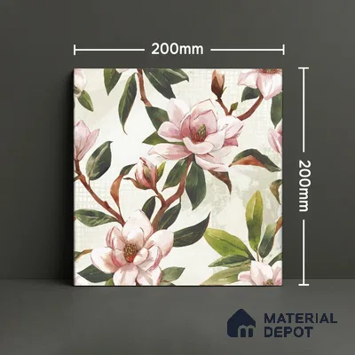 Subway Floral Wall Tile TL 06432 B Coastal Lilac Fiore 8 x 8 inch Ceramic Matte Finish - 10 mm | 8 Random Design | Suitable for Accent / Feature Walls, Bathroom, Kitchen Wall & Backsplashes (Sample)