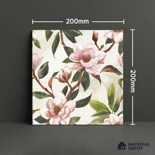 Subway Floral Wall Tile TL 06432 B Coastal Lilac Fiore 8 x 8 inch Ceramic Matte Finish - 10 mm | 8 Random Design | Suitable for Accent / Feature Walls, Bathroom, Kitchen Wall & Backsplashes (Sample)